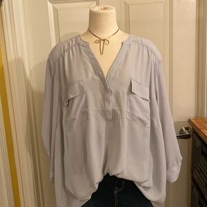 Torrid Long Sleeve Button At The Arm Powder Blue